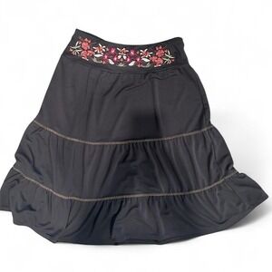 Brown Y2K fairy midi‎ skirt with embroidery size small (s2)